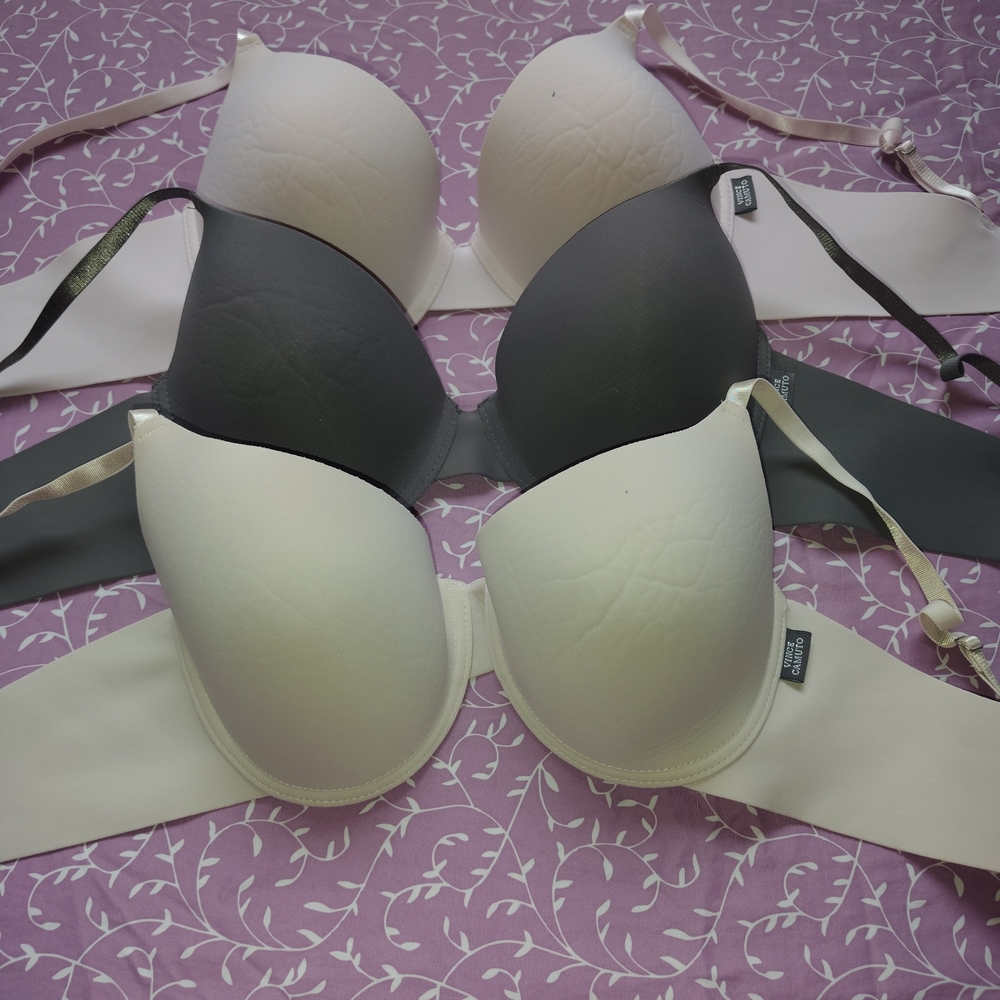 Vince Camuto Full Figure Women's Bra Set - Gray Cream, and Light Pink.38C